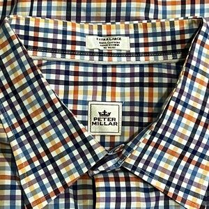 Peter Millar Classic Fit Plaid Button Down Shirt Men’s XL